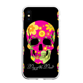 Чехол для iPhone XS Max матовый с принтом Мексиканский череп в Екатеринбурге, Силикон | Область печати: задняя сторона чехла, без боковых панелей | Тематика изображения на принте: день мертвыхэ | мексика | разноцветный | традция | узоры | цветы | яркий