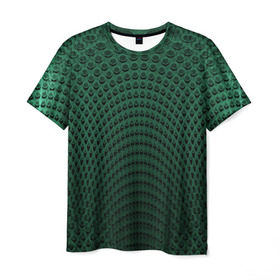 Мужская футболка 3D с принтом Парящие кружки в Екатеринбурге, 100% полиэфир | прямой крой, круглый вырез горловины, длина до линии бедер | абстракция | зеленый | круги | объем | стиль | тень