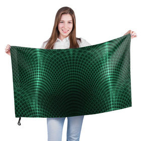 Флаг 3D с принтом Парящие кружки в Екатеринбурге, 100% полиэстер | плотность ткани — 95 г/м2, размер — 67 х 109 см. Принт наносится с одной стороны | абстракция | зеленый | круги | объем | стиль | тень