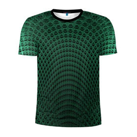Мужская футболка 3D спортивная с принтом Парящие кружки в Екатеринбурге, 100% полиэстер с улучшенными характеристиками | приталенный силуэт, круглая горловина, широкие плечи, сужается к линии бедра | абстракция | зеленый | круги | объем | стиль | тень