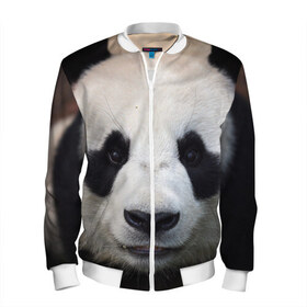 Мужской бомбер 3D с принтом Милая панда в Екатеринбурге, 100% полиэстер | застегивается на молнию, по бокам два кармана без застежек, по низу бомбера и на воротнике - эластичная резинка | Тематика изображения на принте: animal | hunny | panda | животные | классная | милая | милота | панда | фото | хорошая