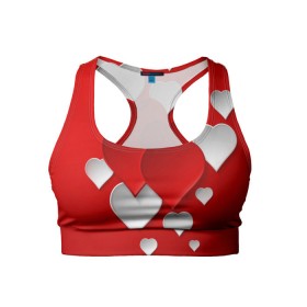 Женский спортивный топ 3D с принтом Сердца в Екатеринбурге, 82% полиэстер, 18% спандекс Ткань безопасна для здоровья, позволяет коже дышать, не мнется и не растягивается |  | heart | любовь | сердце