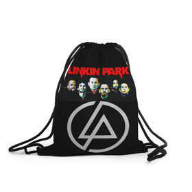 Рюкзак-мешок 3D с принтом Linkin Park в Екатеринбурге, 100% полиэстер | плотность ткани — 200 г/м2, размер — 35 х 45 см; лямки — толстые шнурки, застежка на шнуровке, без карманов и подкладки | linkin park