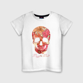 Детская футболка хлопок с принтом Мексиканский череп в Екатеринбурге, 100% хлопок | круглый вырез горловины, полуприлегающий силуэт, длина до линии бедер | 