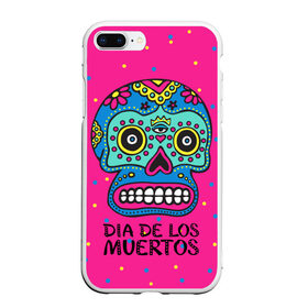 Чехол для iPhone 7Plus/8 Plus матовый с принтом Мексиканский череп в Екатеринбурге, Силикон | Область печати: задняя сторона чехла, без боковых панелей | Тематика изображения на принте: день мертвыхб сахарный череп | мексика | традиция | узоры | цветы