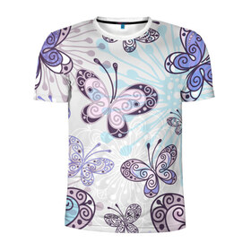 Мужская футболка 3D спортивная с принтом Бабочки 3 в Екатеринбурге, 100% полиэстер с улучшенными характеристиками | приталенный силуэт, круглая горловина, широкие плечи, сужается к линии бедра | бабочки | девушкам | цветы