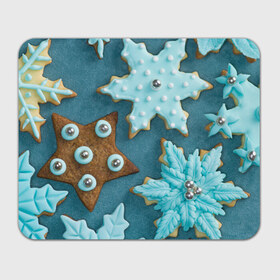 Коврик прямоугольный с принтом Новогоднее печенье в Екатеринбурге, натуральный каучук | размер 230 х 185 мм; запечатка лицевой стороны | Тематика изображения на принте: зима | новый год | печенье | сладости | снег