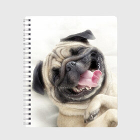 Тетрадь с принтом Смешная собачка в Екатеринбурге, 100% бумага | 48 листов, плотность листов — 60 г/м2, плотность картонной обложки — 250 г/м2. Листы скреплены сбоку удобной пружинной спиралью. Уголки страниц и обложки скругленные. Цвет линий — светло-серый
 | прикол | смешная | смешно | собака | язык