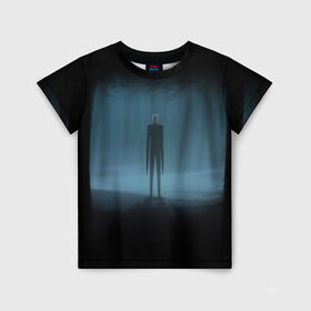 Детская футболка 3D с принтом Слендермен Slender man в Екатеринбурге, 100% гипоаллергенный полиэфир | прямой крой, круглый вырез горловины, длина до линии бедер, чуть спущенное плечо, ткань немного тянется | man | slender | slender man | крипота | слендер | тонкий | тонкий человек | человек