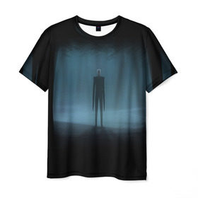 Мужская футболка 3D с принтом Слендермен Slender man в Екатеринбурге, 100% полиэфир | прямой крой, круглый вырез горловины, длина до линии бедер | man | slender | slender man | крипота | слендер | тонкий | тонкий человек | человек