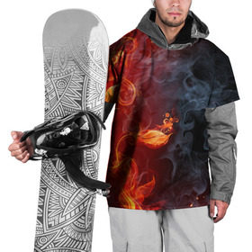 Накидка на куртку 3D с принтом Стихия огня в Екатеринбурге, 100% полиэстер |  | дым | пламя | страсть