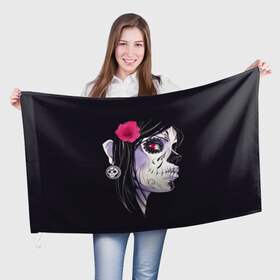 Флаг 3D с принтом День мертвецов в Екатеринбурге, 100% полиэстер | плотность ткани — 95 г/м2, размер — 67 х 109 см. Принт наносится с одной стороны | mexi | день мертвых | мексика | мексиканский череп | мертвецов | орнамент | праздник | узоры | цветы