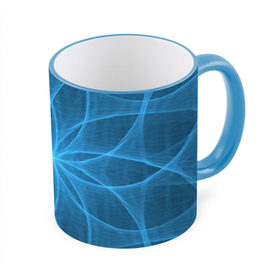 Кружка 3D с принтом Синяя звезда в Екатеринбурге, керамика | ёмкость 330 мл | дуга | звезда | линии | синий | узор | цветок