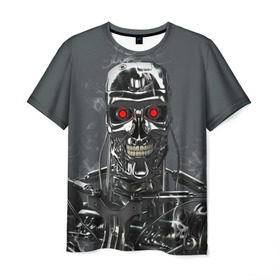 Мужская футболка 3D с принтом Терминатор 2 в Екатеринбурге, 100% полиэфир | прямой крой, круглый вырез горловины, длина до линии бедер | terminator | арнольд шварценнегер | боевик | робот