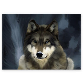 Поздравительная открытка с принтом Картина волк в Екатеринбурге, 100% бумага | плотность бумаги 280 г/м2, матовая, на обратной стороне линовка и место для марки
 | волк | животные | собака