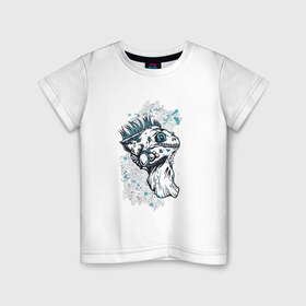 Детская футболка хлопок с принтом Игуана в Екатеринбурге, 100% хлопок | круглый вырез горловины, полуприлегающий силуэт, длина до линии бедер | хищник | ящерица