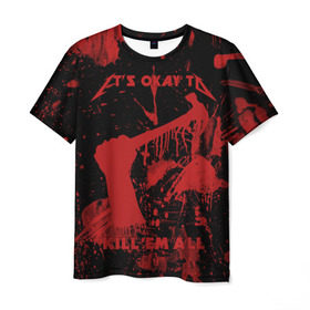 Мужская футболка 3D с принтом Kill `Em All в Екатеринбурге, 100% полиэфир | прямой крой, круглый вырез горловины, длина до линии бедер | металлика