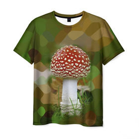 Мужская футболка 3D с принтом Мухоморчик в Екатеринбурге, 100% полиэфир | прямой крой, круглый вырез горловины, длина до линии бедер | гриб | камуфляж | лес | мухомор | поганка | яд | ядовитый