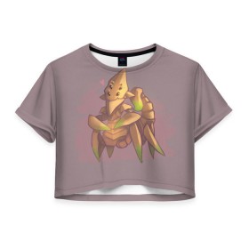 Женская футболка 3D укороченная с принтом Scorpion Love в Екатеринбурге, 100% полиэстер | круглая горловина, длина футболки до линии талии, рукава с отворотами | dota 2 | sand king | дота