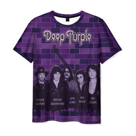 Мужская футболка 3D с принтом Deep Purple в Екатеринбурге, 100% полиэфир | прямой крой, круглый вырез горловины, длина до линии бедер | Тематика изображения на принте: deep purple | music | rock | музыка | рок