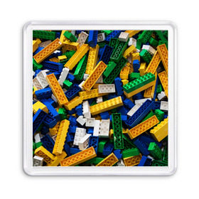 Магнит 55*55 с принтом Конструктор LEGO в Екатеринбурге, Пластик | Размер: 65*65 мм; Размер печати: 55*55 мм | игрушка | конструктор | лего
