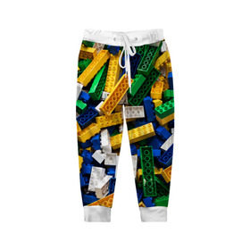 Детские брюки 3D с принтом Конструктор LEGO в Екатеринбурге, 100% полиэстер | манжеты по низу, эластичный пояс регулируется шнурком, по бокам два кармана без застежек, внутренняя часть кармана из мелкой сетки | игрушка | конструктор | лего