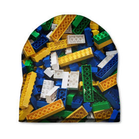Шапка 3D с принтом Конструктор LEGO в Екатеринбурге, 100% полиэстер | универсальный размер, печать по всей поверхности изделия | игрушка | конструктор | лего