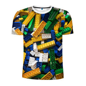 Мужская футболка 3D спортивная с принтом Конструктор LEGO в Екатеринбурге, 100% полиэстер с улучшенными характеристиками | приталенный силуэт, круглая горловина, широкие плечи, сужается к линии бедра | игрушка | конструктор | лего