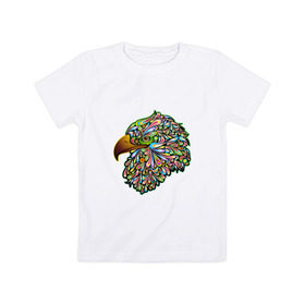 Детская футболка хлопок с принтом Радужный Орел в Екатеринбурге, 100% хлопок | круглый вырез горловины, полуприлегающий силуэт, длина до линии бедер | красота | птица | цвета | яркие