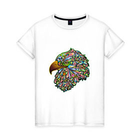 Женская футболка хлопок с принтом Радужный Орел в Екатеринбурге, 100% хлопок | прямой крой, круглый вырез горловины, длина до линии бедер, слегка спущенное плечо | красота | птица | цвета | яркие