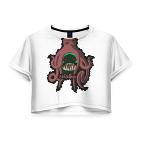 Женская футболка 3D укороченная с принтом Leviathan в Екатеринбурге, 100% полиэстер | круглая горловина, длина футболки до линии талии, рукава с отворотами | dota 2 | tidehunter | дота | тайдхантер