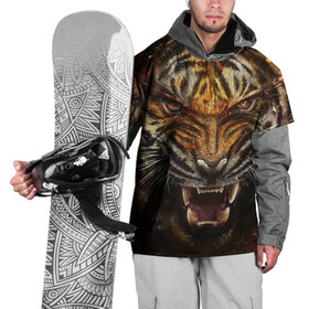 Накидка на куртку 3D с принтом Злобный Тигр в Екатеринбурге, 100% полиэстер |  | 