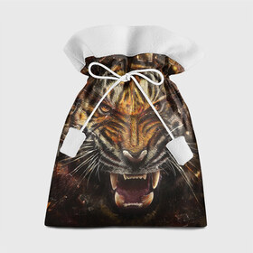 Подарочный 3D мешок с принтом Злобный Тигр в Екатеринбурге, 100% полиэстер | Размер: 29*39 см | Тематика изображения на принте: 