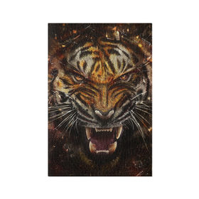 Обложка для паспорта матовая кожа с принтом Злобный Тигр в Екатеринбурге, натуральная матовая кожа | размер 19,3 х 13,7 см; прозрачные пластиковые крепления | 