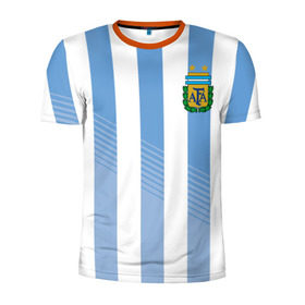 Мужская футболка 3D спортивная с принтом Сборная Аргентины по футболу в Екатеринбурге, 100% полиэстер с улучшенными характеристиками | приталенный силуэт, круглая горловина, широкие плечи, сужается к линии бедра | argentina | аргентина