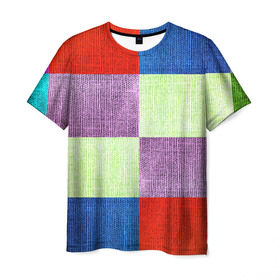 Мужская футболка 3D с принтом Лоскутное шитье в Екатеринбурге, 100% полиэфир | прямой крой, круглый вырез горловины, длина до линии бедер | полотно | разноцветный | ткань