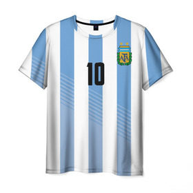 Мужская футболка 3D с принтом Месси (сборная Аргентины) в Екатеринбурге, 100% полиэфир | прямой крой, круглый вырез горловины, длина до линии бедер | barcelona | lionel | messi | аргентина | барселона | кубок | лионель | мира | сборная | футбол