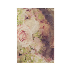 Обложка для паспорта матовая кожа с принтом Винтажные розы в Екатеринбурге, натуральная матовая кожа | размер 19,3 х 13,7 см; прозрачные пластиковые крепления | Тематика изображения на принте: vintage | винтаж | зелень | лето | пионы | розы | узоры | цветы