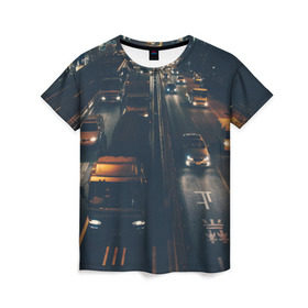 Женская футболка 3D с принтом дорога в Екатеринбурге, 100% полиэфир ( синтетическое хлопкоподобное полотно) | прямой крой, круглый вырез горловины, длина до линии бедер | sity | город | движение | дома | мегаполис | ночь