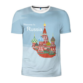 Мужская футболка 3D спортивная с принтом Welcom To Russia в Екатеринбурге, 100% полиэстер с улучшенными характеристиками | приталенный силуэт, круглая горловина, широкие плечи, сужается к линии бедра | welcom to russia | держава | добро пожаловать в россию | кремль | москва | россия | слава россии | страна