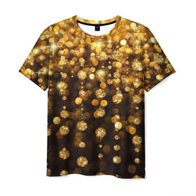 Мужская футболка 3D с принтом Золотой дождь в Екатеринбурге, 100% полиэфир | прямой крой, круглый вырез горловины, длина до линии бедер | Тематика изображения на принте: dance | klub | золото | клуб | праздник | танцы
