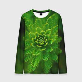 Мужской лонгслив 3D с принтом зеленый цветок в Екатеринбурге, 100% полиэстер | длинные рукава, круглый вырез горловины, полуприлегающий силуэт | зелень | красота | лето | листья | солнце | цветок
