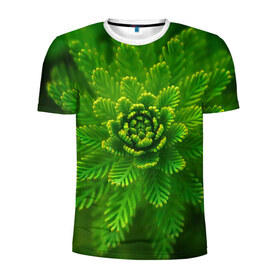 Мужская футболка 3D спортивная с принтом зеленый цветок в Екатеринбурге, 100% полиэстер с улучшенными характеристиками | приталенный силуэт, круглая горловина, широкие плечи, сужается к линии бедра | зелень | красота | лето | листья | солнце | цветок