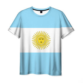 Мужская футболка 3D с принтом Аргентина в Екатеринбурге, 100% полиэфир | прямой крой, круглый вырез горловины, длина до линии бедер | Тематика изображения на принте: 