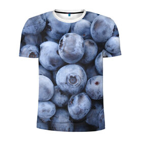Мужская футболка 3D спортивная с принтом ягода в Екатеринбурге, 100% полиэстер с улучшенными характеристиками | приталенный силуэт, круглая горловина, широкие плечи, сужается к линии бедра | Тематика изображения на принте: голубика | лето | сладости | текстура | черника | ягода