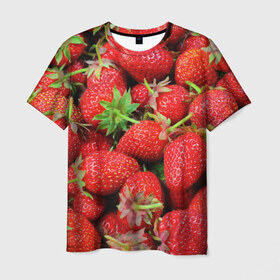Мужская футболка 3D с принтом клубника в Екатеринбурге, 100% полиэфир | прямой крой, круглый вырез горловины, длина до линии бедер | земляника | клубника | лето | ягода