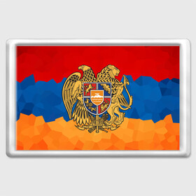 Магнит 45*70 с принтом Армения в Екатеринбурге, Пластик | Размер: 78*52 мм; Размер печати: 70*45 | герб | флаг