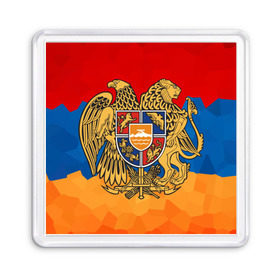 Магнит 55*55 с принтом Армения в Екатеринбурге, Пластик | Размер: 65*65 мм; Размер печати: 55*55 мм | Тематика изображения на принте: герб | флаг