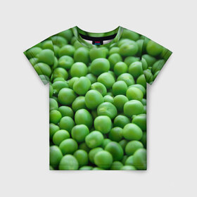 Детская футболка 3D с принтом горошек в Екатеринбурге, 100% гипоаллергенный полиэфир | прямой крой, круглый вырез горловины, длина до линии бедер, чуть спущенное плечо, ткань немного тянется | горох | горошек | зелень | лето