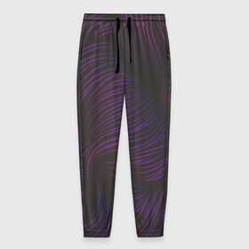 Мужские брюки 3D с принтом Пурпурные волны в Екатеринбурге, 100% полиэстер | манжеты по низу, эластичный пояс регулируется шнурком, по бокам два кармана без застежек, внутренняя часть кармана из мелкой сетки | абстракция | арт | волны | пурпурный